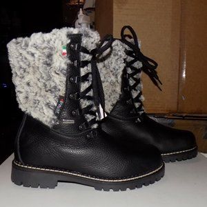 New Pajar Flavia leather and fur, snow / winter boots  made in Italy EU38 US 7.5